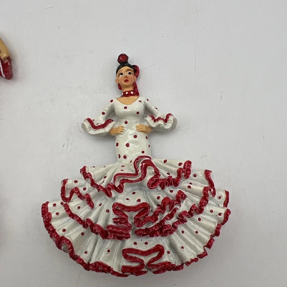 Lot of 2 Spain Flamenco Dancer Fridge Magnets Souvenirs 3D Resin España